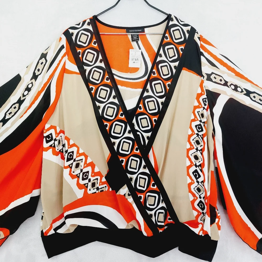 Ashley Stewart Multicolor Geometric Blouse - Picture 2 of 9